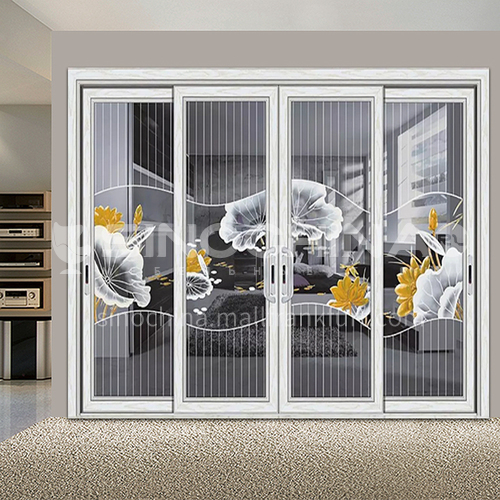 B 1.4mm aluminum balcony door glass sliding door villa modern flower decoration door 21